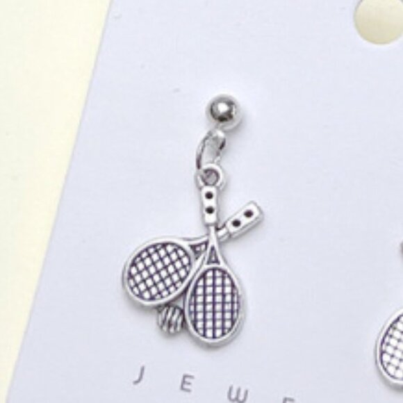 Racquet and Ball Stud Earrings - Picture 2 of 2